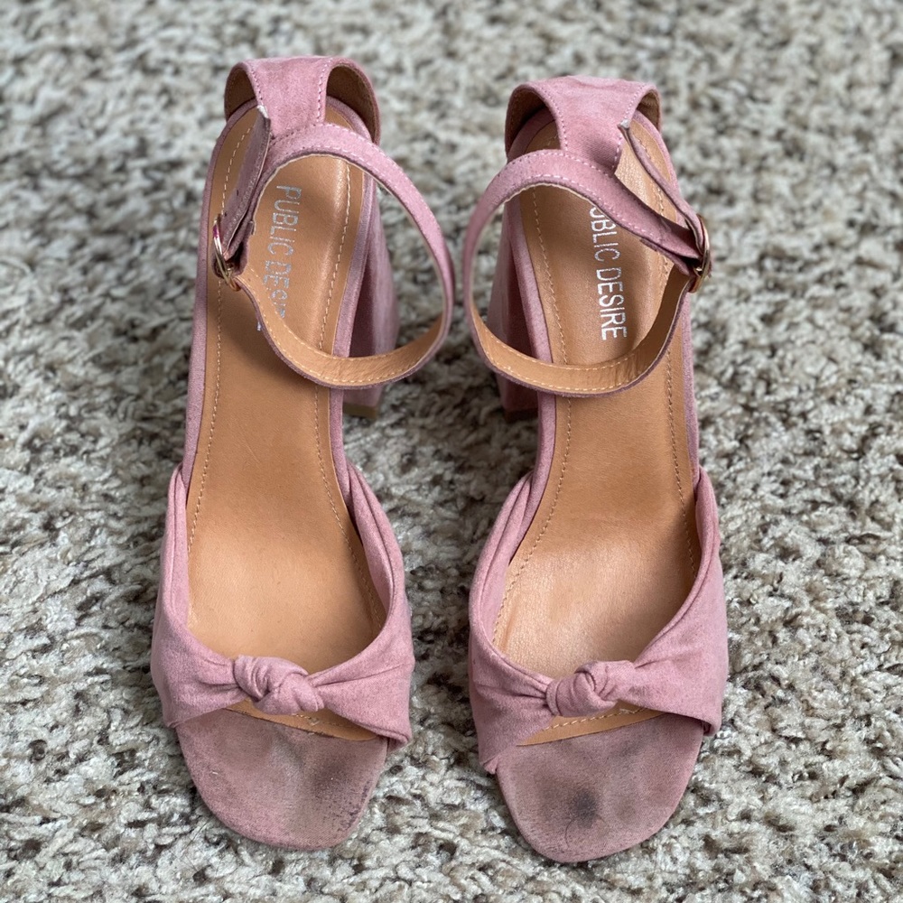 SOLD Blush Pink Suede Public Desire Heels Size 9 - Picture 9 of 11